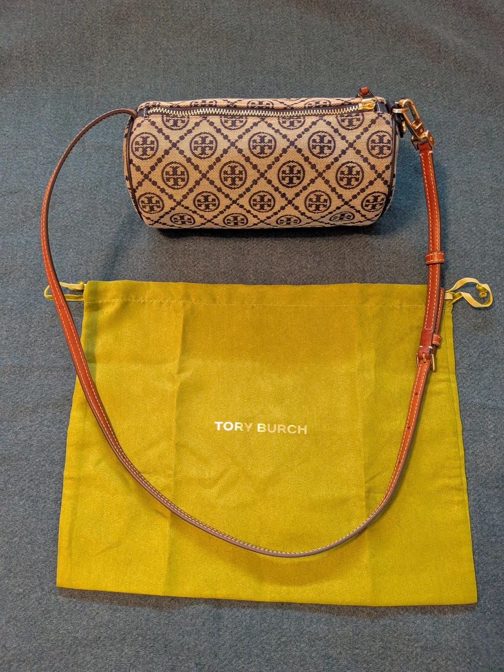 Tory Burch Monogram Shoulder Barrel Bag